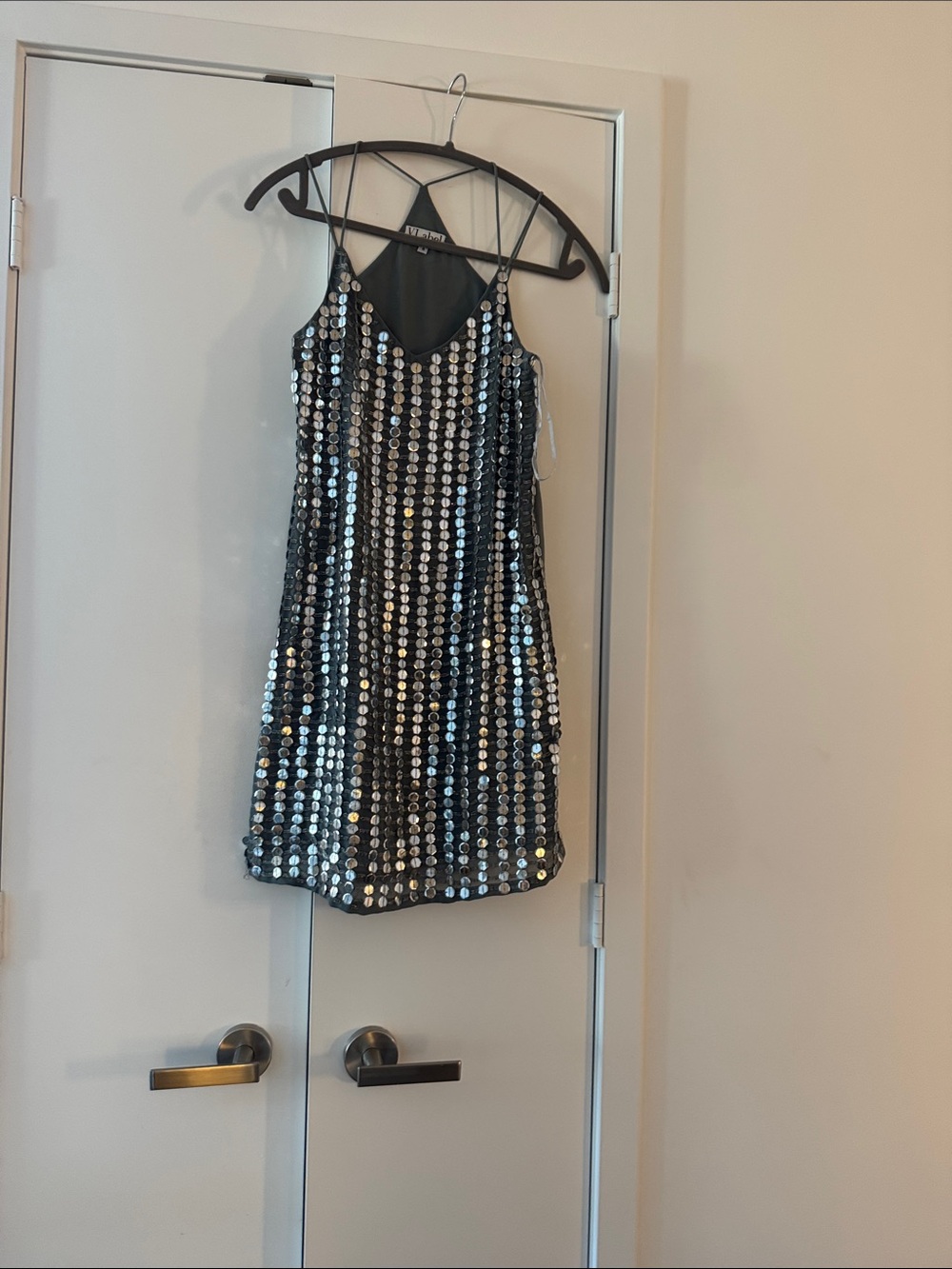 Sequin Slip Dress - Silver
